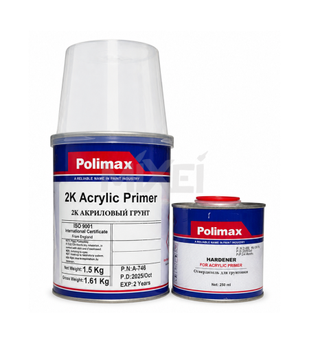 POLIMAX 2К Грунт- наполнитель акриловый + отвердитель 1.5 +0.25 л (Цвет: Черный)